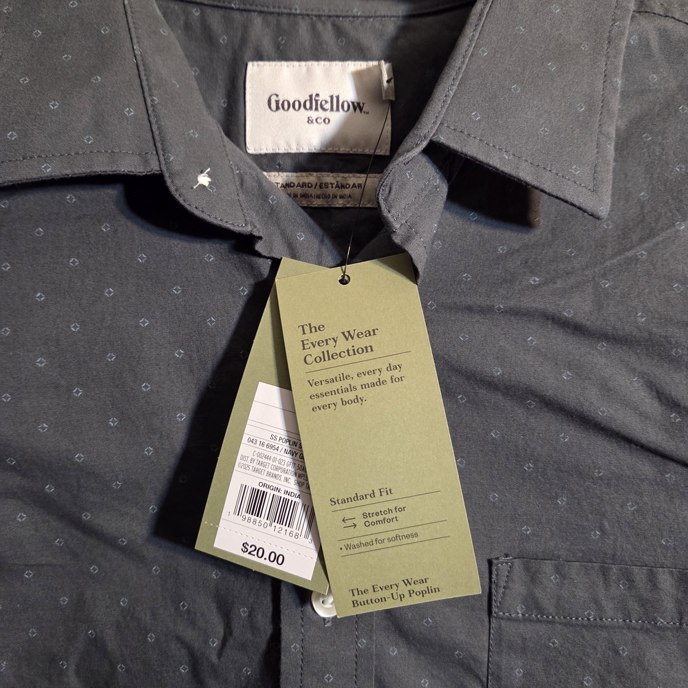 Goodfellow & Co Men's Smoky Navy Poplin Short Sleeve Shirt